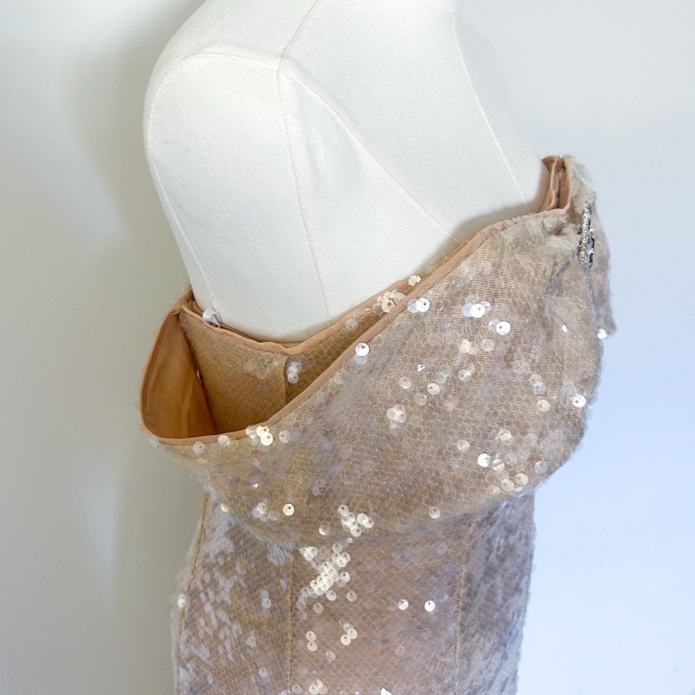 Self-Portrait Gold Sequin Off Shoulder Midi Dress Size 6 NWT Formal Party - Picture 4 of 11